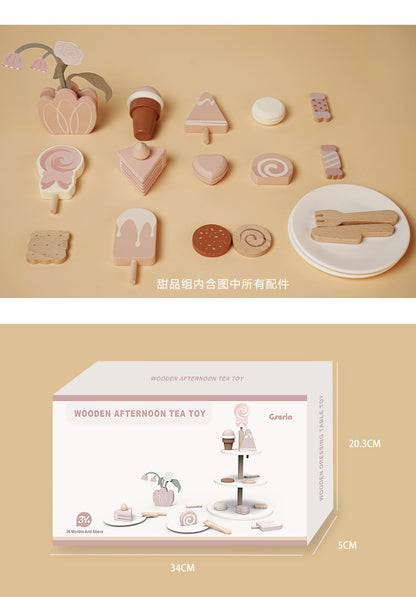 Wooden Pretend Play Toys for Girls Tea Sets Play Food Toys Kitchen Role Play Imitation Game Early Educational Toys for Girls Boy