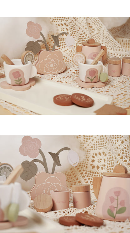 Wooden Pretend Play Toys for Girls Tea Sets Play Food Toys Kitchen Role Play Imitation Game Early Educational Toys for Girls Boy