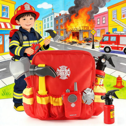 Toy Tools Firefighter Tools Toolbox Funny Cosplay Toys Fireman Role-playing Children's Games Work Tools Pretend Toys for Boys