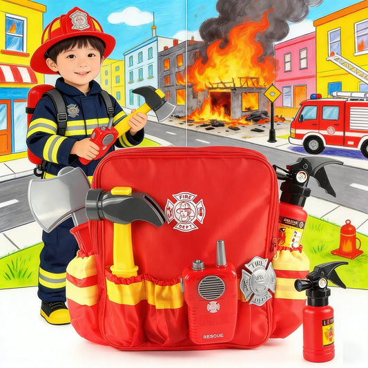 Toy Tools Firefighter Tools Toolbox Funny Cosplay Toys Fireman Role-playing Children's Games Work Tools Pretend Toys for Boys