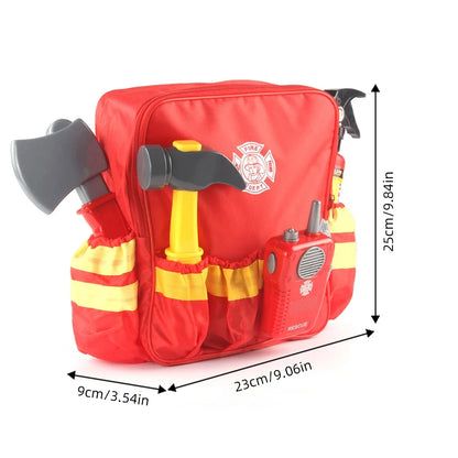 Toy Tools Firefighter Tools Toolbox Funny Cosplay Toys Fireman Role-playing Children's Games Work Tools Pretend Toys for Boys
