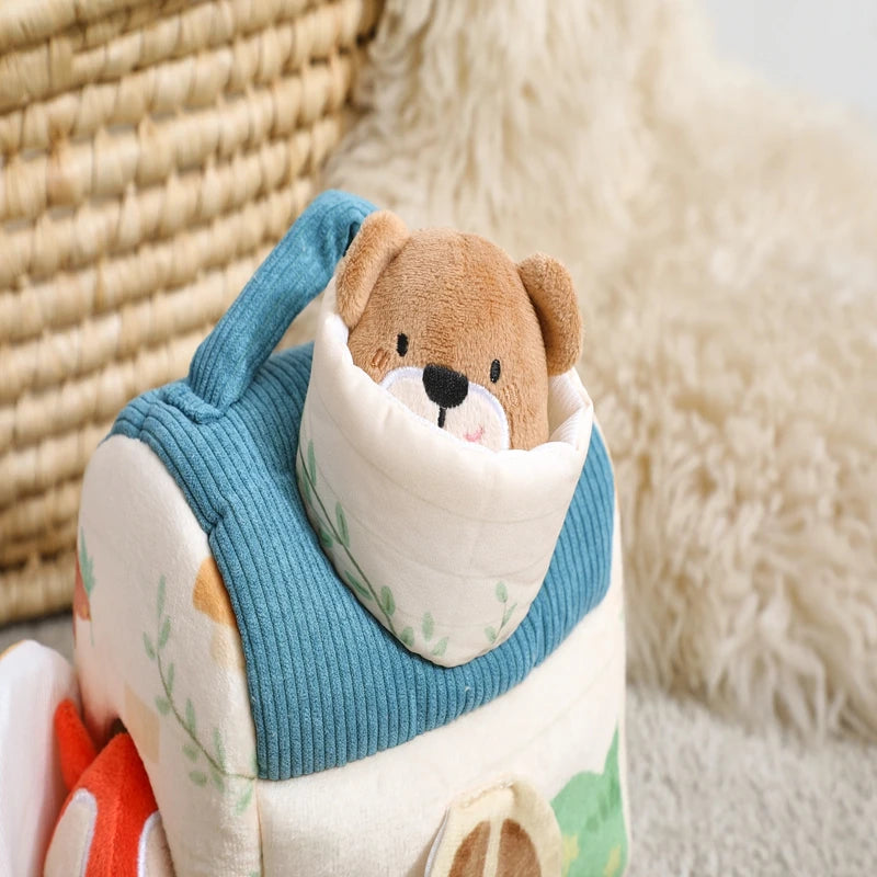 Plush Animal Montessori Simulation Farm House Set Baby Toys Sensory Fine Motor Development Educational Play For Kid House