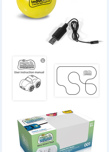 Children's Cartoon Remote Control Car with Music & Lighting Smart Induction Obstacle Avoidance RC Toy Vehicle for Kids