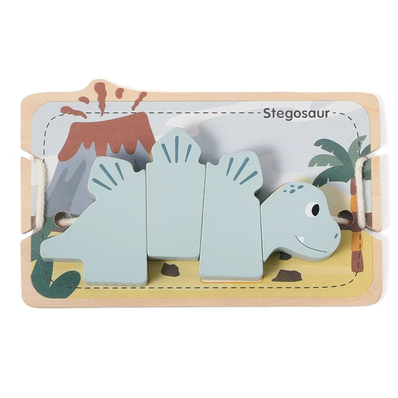 Baby Animal Threading Toy – Wooden Stacking Beads & Stringing Blocks Game Gift