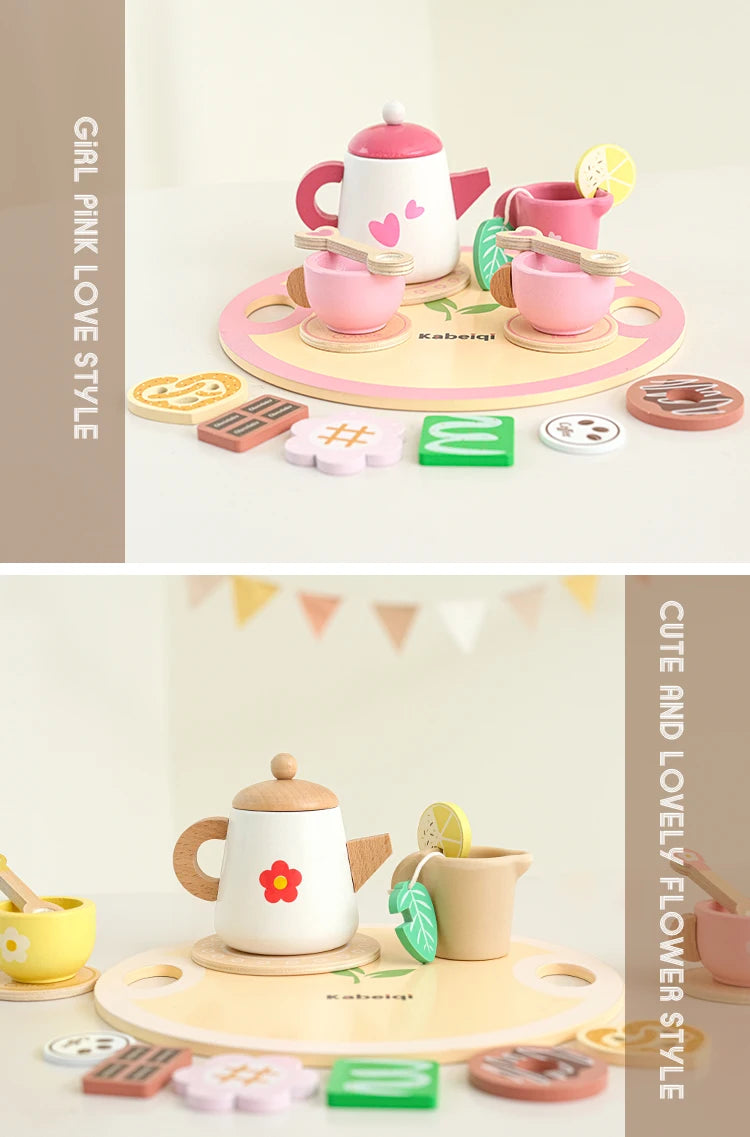 Children's simulation wooden toys, tea set sets, pretend games, baby educational toys, birthday and holiday gifts