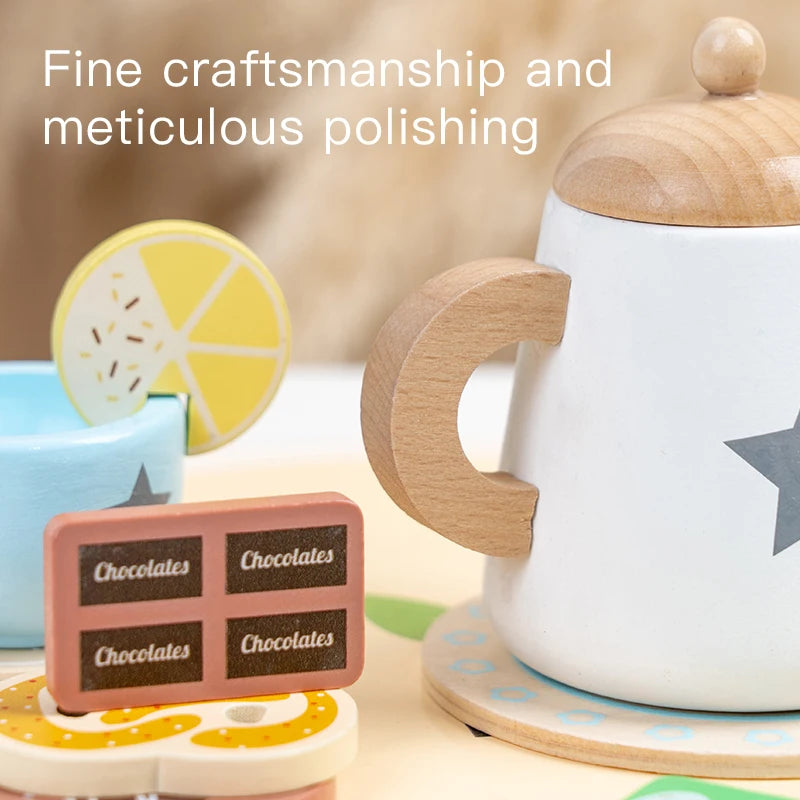 Children's simulation wooden toys, tea set sets, pretend games, baby educational toys, birthday and holiday gifts