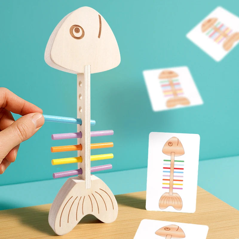 Montessori Color Matching Sensory Toys Wooden Balance Stick Fine Training Game Puzzle Toy For Boys Girls Birthday  Gift