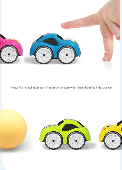Children's Cartoon Remote Control Car with Music & Lighting Smart Induction Obstacle Avoidance RC Toy Vehicle for Kids