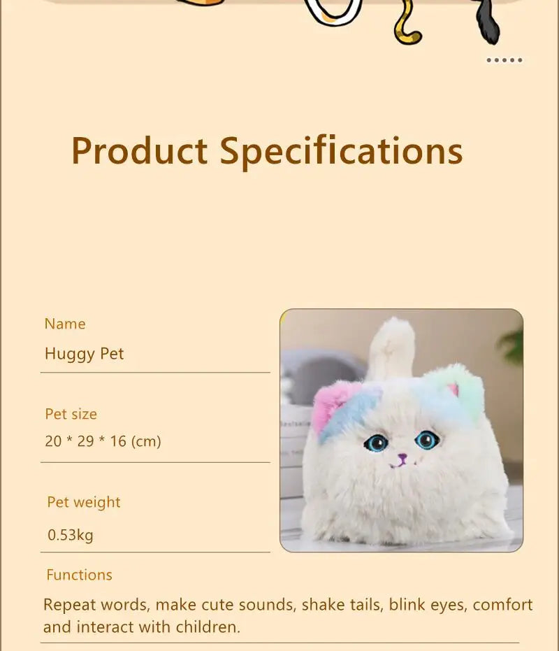 Simulation Electric Plush Toys Cute Cat Dog Interactive Kids Huggy Pets Speak Electronic Accompanied Toy Children Gifts Birthday
