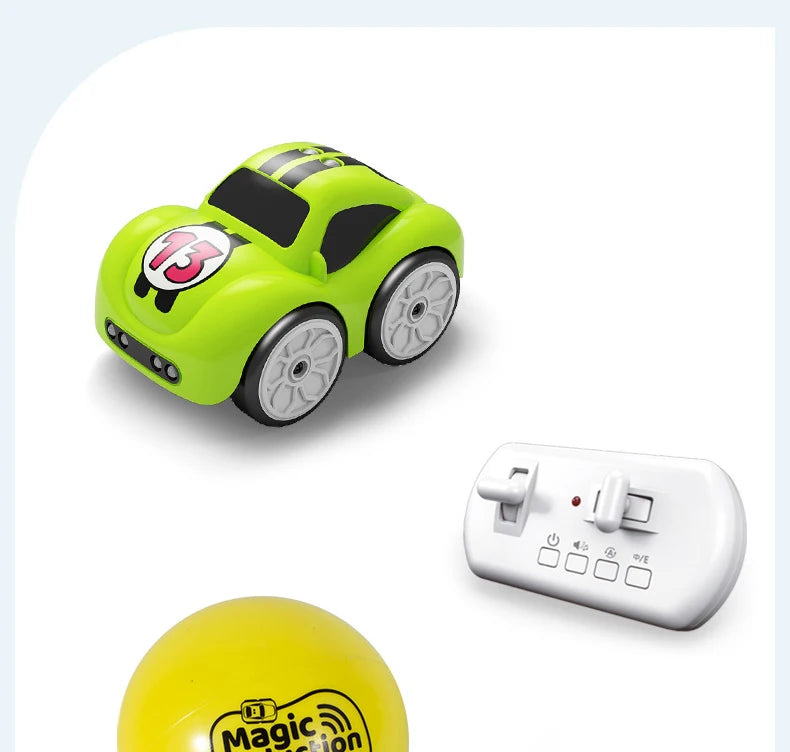 Children's Cartoon Remote Control Car with Music & Lighting Smart Induction Obstacle Avoidance RC Toy Vehicle for Kids