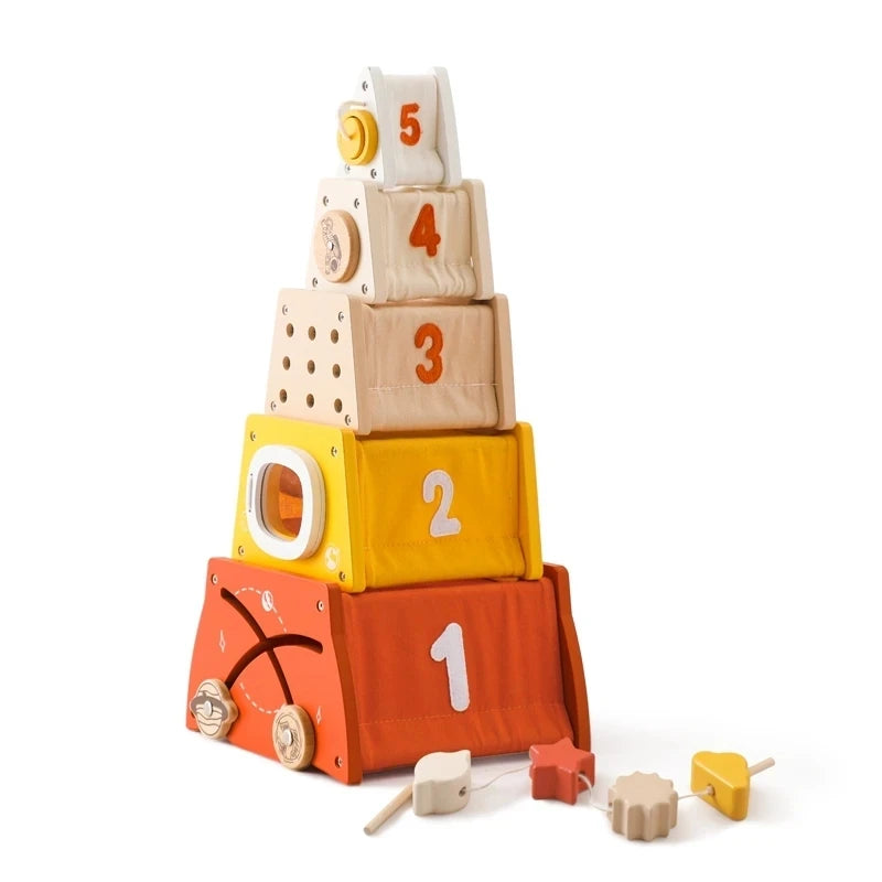 Wooden Educational Toys Baby Wooden Stacked Toy Baby Characters Pretend To Play Toy Baby Room Decoration Kid Building Block Game