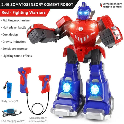 Interactive Motion Sensing Remote Control Robot Toy for Boys - Parent-Child Boxing & Fighting Simulation Remote Control Toy Game