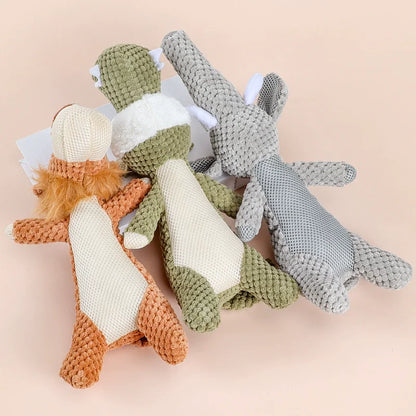 Plush squeaky pet toy for dogs featuring lions elephants and wolves - interactive training boredom relief self-play