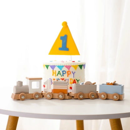 Montessori Wooden Train Toy – Baby Educational Trolley & Number Learning Gift