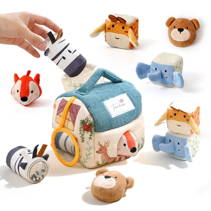 Plush Animal Montessori Simulation Farm House Set Baby Toys Sensory Fine Motor Development Educational Play For Kid House