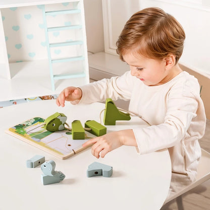 Baby Animal Threading Toy – Wooden Stacking Beads & Stringing Blocks Game Gift
