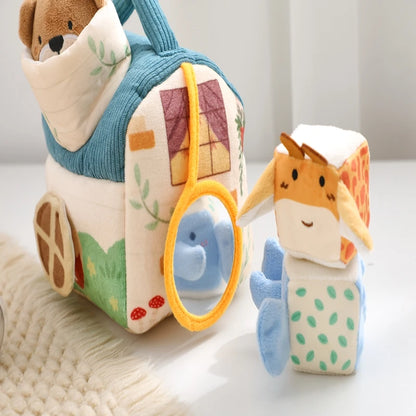 Plush Animal Montessori Simulation Farm House Set Baby Toys Sensory Fine Motor Development Educational Play For Kid House