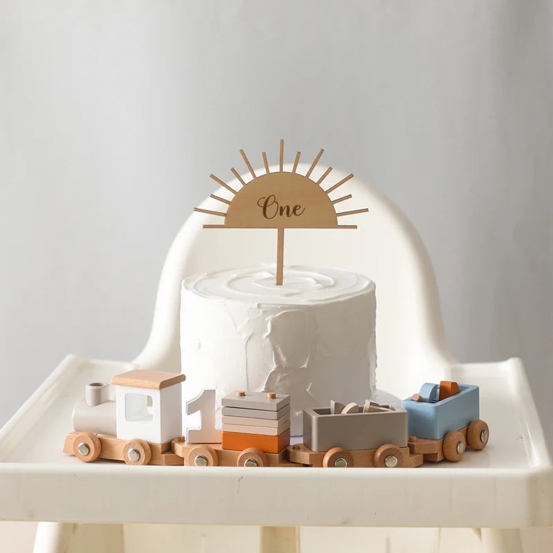 Montessori Wooden Train Toy – Baby Educational Trolley & Number Learning Gift