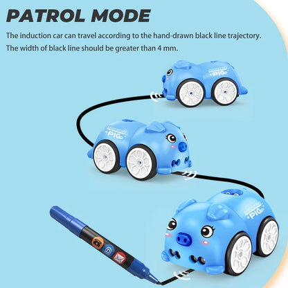 Children's Cartoon Remote Control Car with Music & Lighting Smart Induction Obstacle Avoidance RC Toy Vehicle for Kids