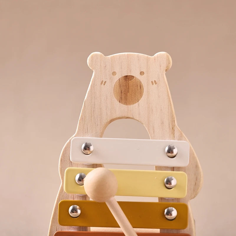 5-Piece Montessori Baby Music Set – Wooden Bear Xylophone Educational Instrument Toys