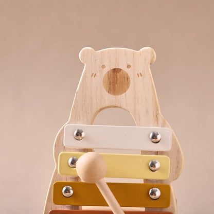 5-Piece Montessori Baby Music Set – Wooden Bear Xylophone Educational Instrument Toys