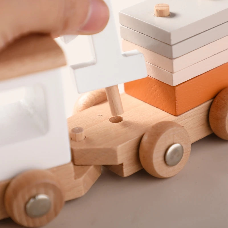 Montessori Wooden Train Toy – Baby Educational Trolley & Number Learning Gift