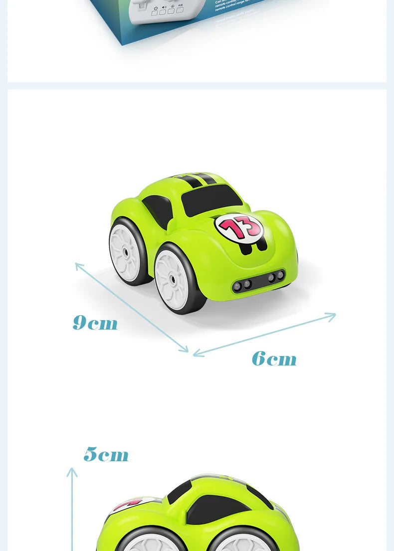 Children's Cartoon Remote Control Car with Music & Lighting Smart Induction Obstacle Avoidance RC Toy Vehicle for Kids