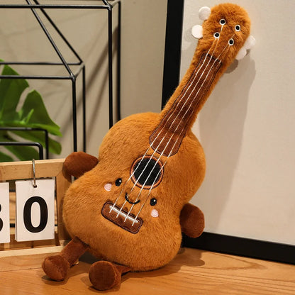 Adorable Musical Plush Toys Soft Violin Guitar Piano Round Drum Stuffed Dolls Instrument Gifts for Kids Music Lover Home Decor
