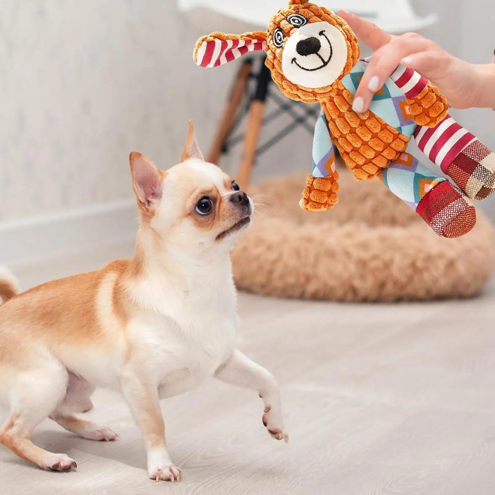Plush Squeaky Dog Toy – Stuffed Interactive Puppy Toy for Small & Medium Dogs