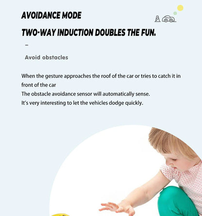 Children's Cartoon Remote Control Car with Music & Lighting Smart Induction Obstacle Avoidance RC Toy Vehicle for Kids