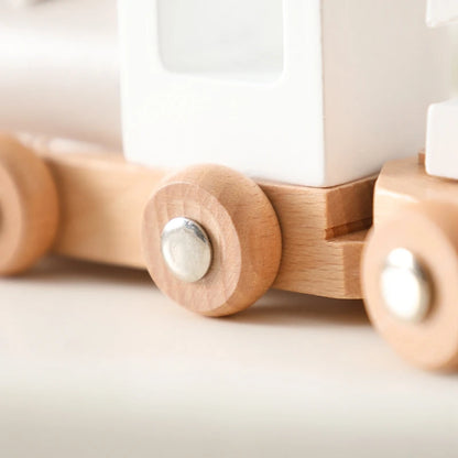 Montessori Wooden Train Toy – Baby Educational Trolley & Number Learning Gift