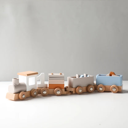 Montessori Wooden Train Toy – Baby Educational Trolley & Number Learning Gift