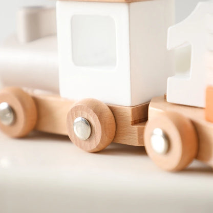 Montessori Wooden Train Toy – Baby Educational Trolley & Number Learning Gift