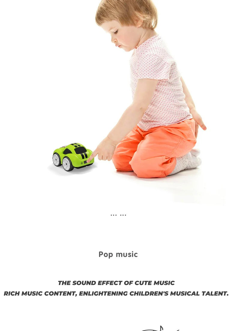 Children's Cartoon Remote Control Car with Music & Lighting Smart Induction Obstacle Avoidance RC Toy Vehicle for Kids