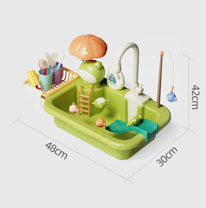 Electric Kitchen Sink Toys for Boys Girl Simulated Faucet Dishwasher Pretend Play Kitchen Set Food Vegetable Role Play Kid Gifts