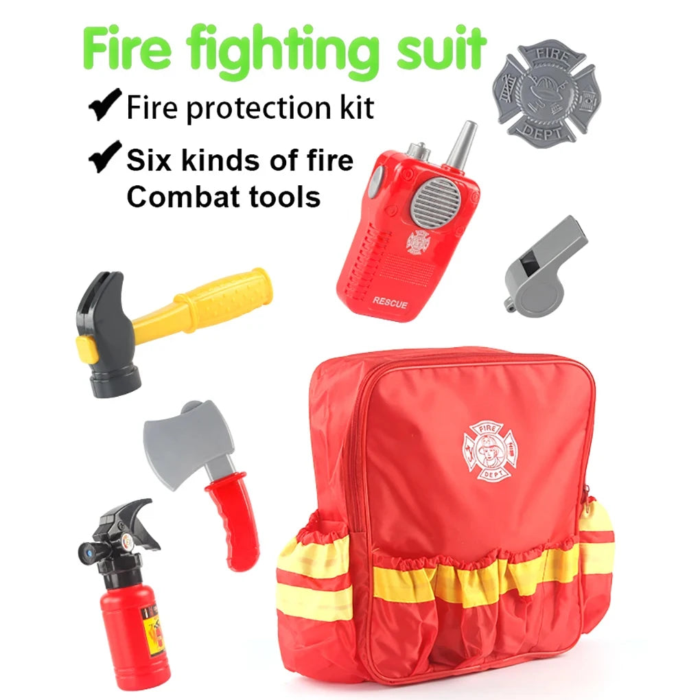 Toy Tools Firefighter Tools Toolbox Funny Cosplay Toys Fireman Role-playing Children's Games Work Tools Pretend Toys for Boys