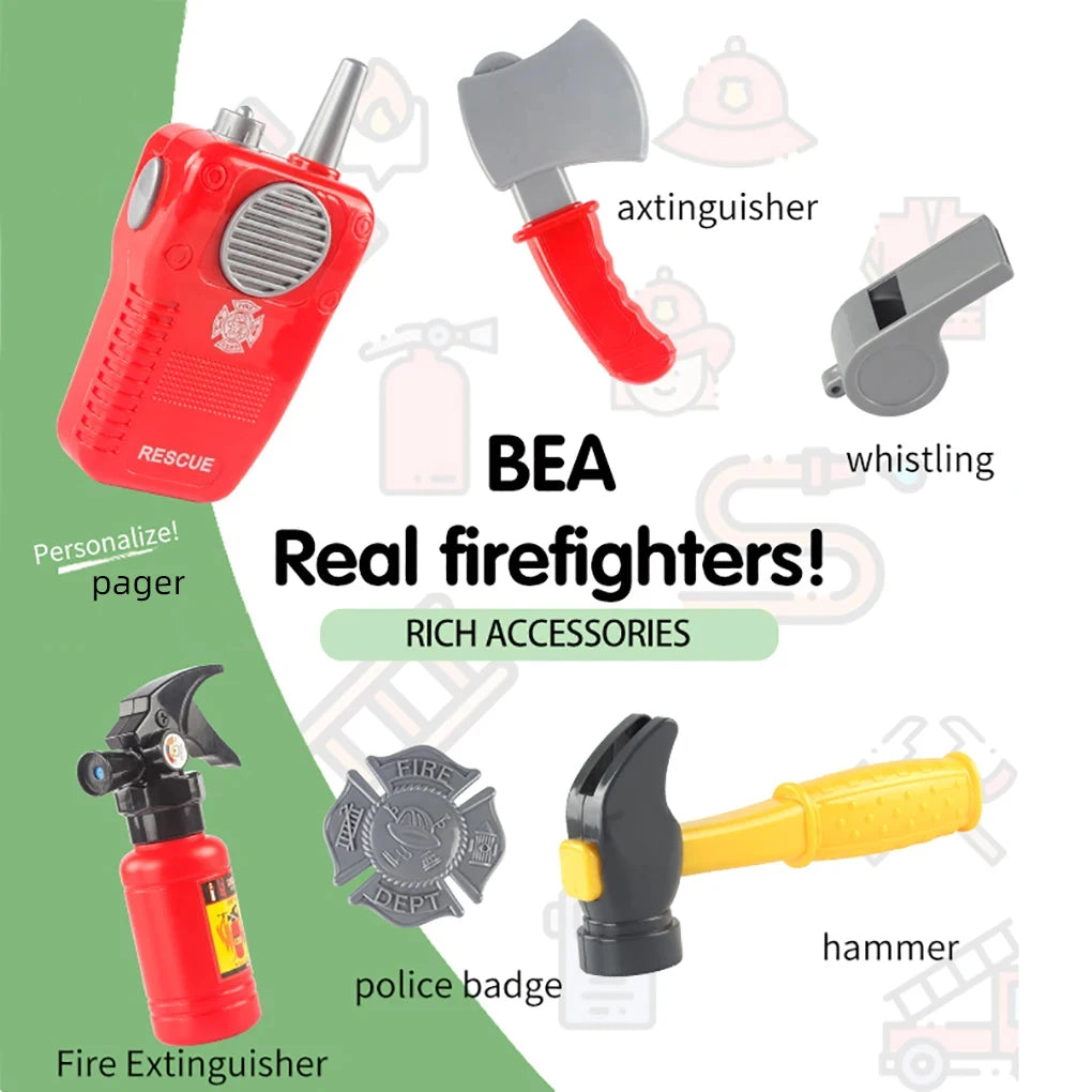 Toy Tools Firefighter Tools Toolbox Funny Cosplay Toys Fireman Role-playing Children's Games Work Tools Pretend Toys for Boys