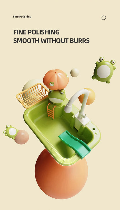 Electric Kitchen Sink Toys for Boys Girl Simulated Faucet Dishwasher Pretend Play Kitchen Set Food Vegetable Role Play Kid Gifts