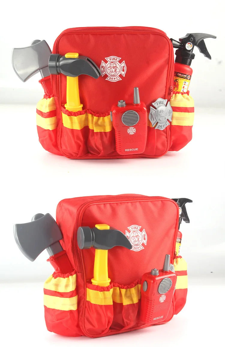 Toy Tools Firefighter Tools Toolbox Funny Cosplay Toys Fireman Role-playing Children's Games Work Tools Pretend Toys for Boys