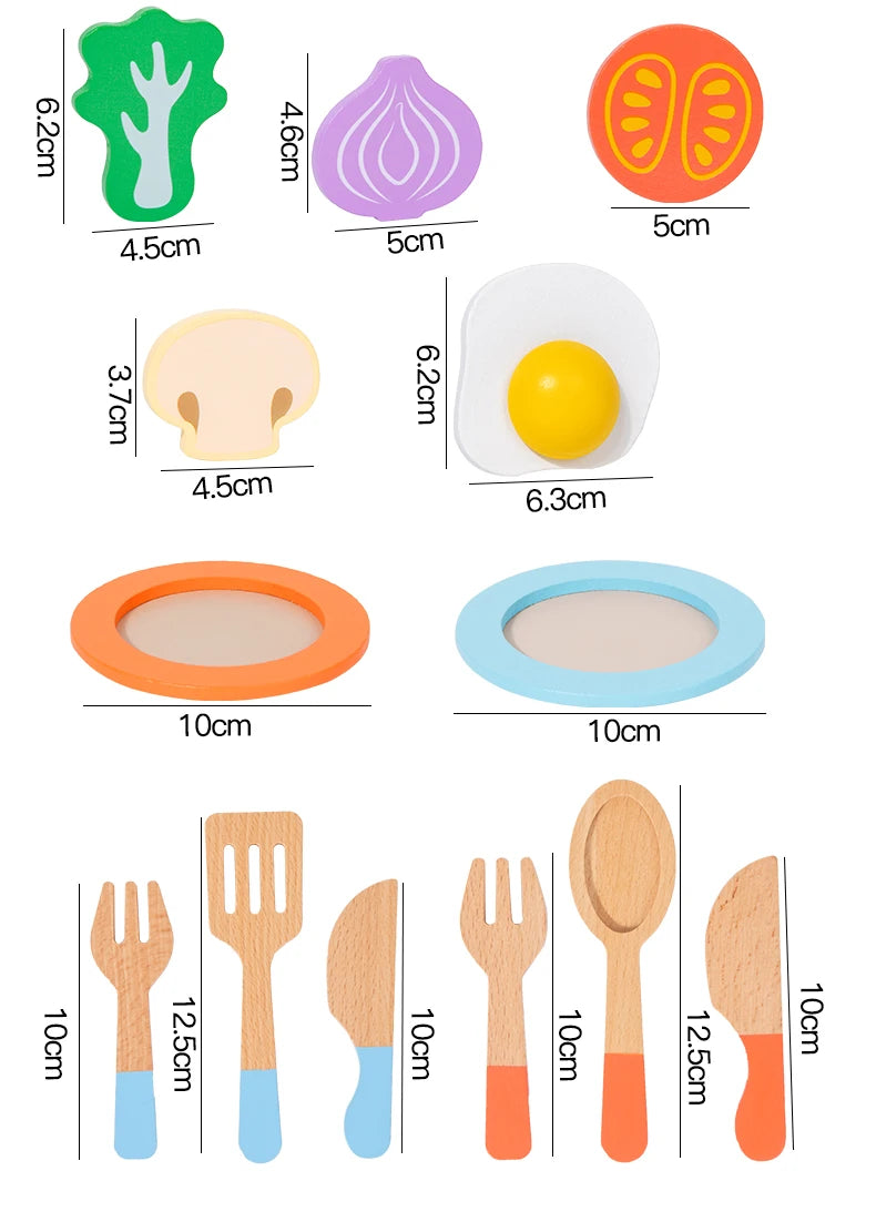 Wooden Kitchen Toy Wooden Tableware Food Sets Toy Role Play Educational Cosplay Preschool Gifts for Kids Kitchen Accessories