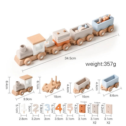 Montessori Wooden Train Toy – Baby Educational Trolley & Number Learning Gift