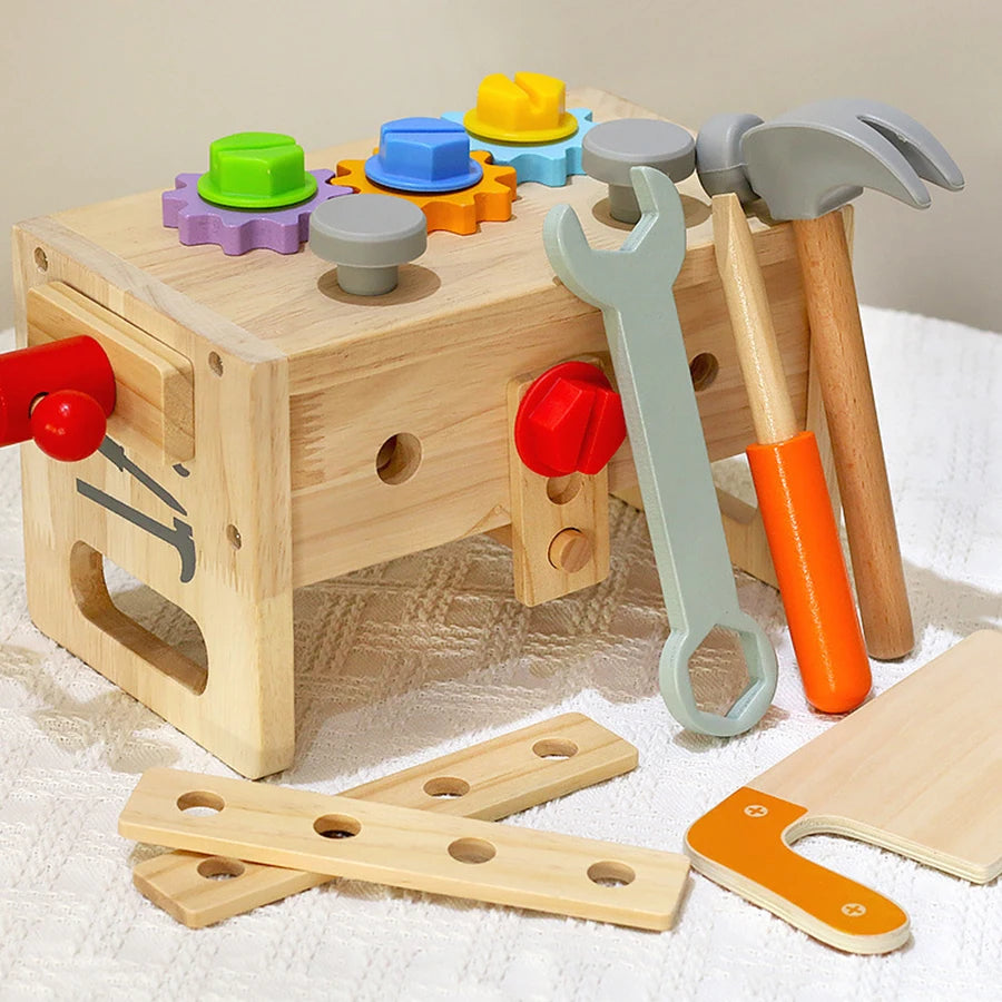 Wooden Kids Tool Bench – Montessori Construction Workbench Educational Toy for Boys Gift
