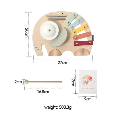 Baby Wooden Instruments Toys Educational Toys Children's Musical Toys Elephant Xylophone Newborn Birthday Gifts Music Table Toys
