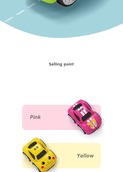 Children's Cartoon Remote Control Car with Music & Lighting Smart Induction Obstacle Avoidance RC Toy Vehicle for Kids