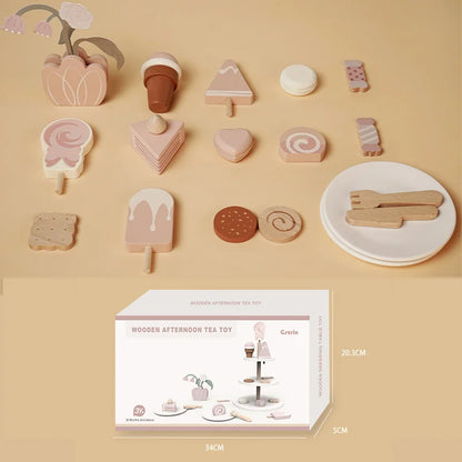 Wooden Pretend Play Toys for Girls Tea Sets Play Food Toys Kitchen Role Play Imitation Game Early Educational Toys for Girls Boy