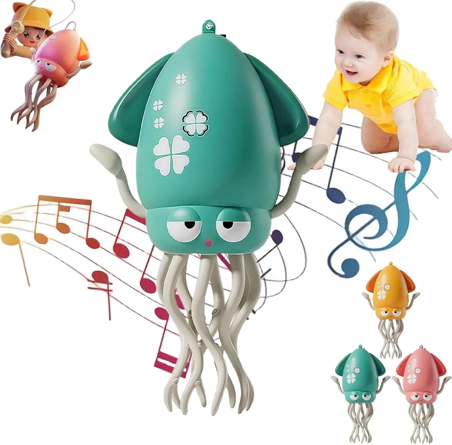 Baby kids Electronic Toys Dancing Squid Octopus Dancer Walking Crawling with Lights Music Education Toys for Children Boys Girls