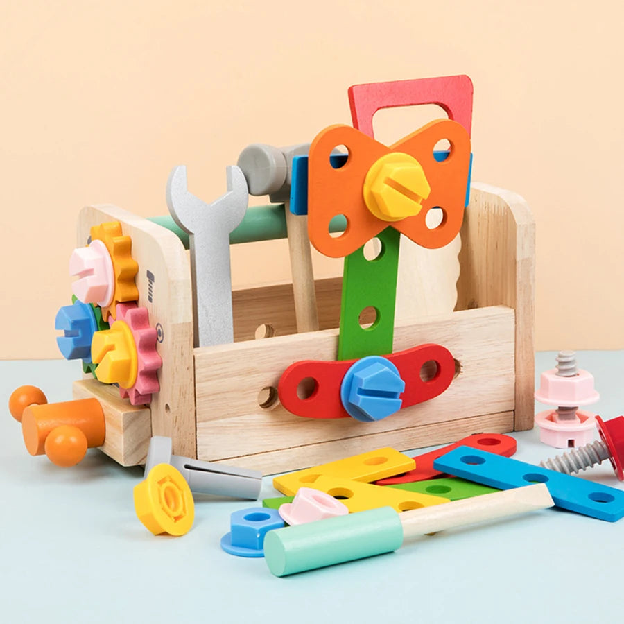 Wooden Kids Tool Bench – Montessori Construction Workbench Educational Toy for Boys Gift