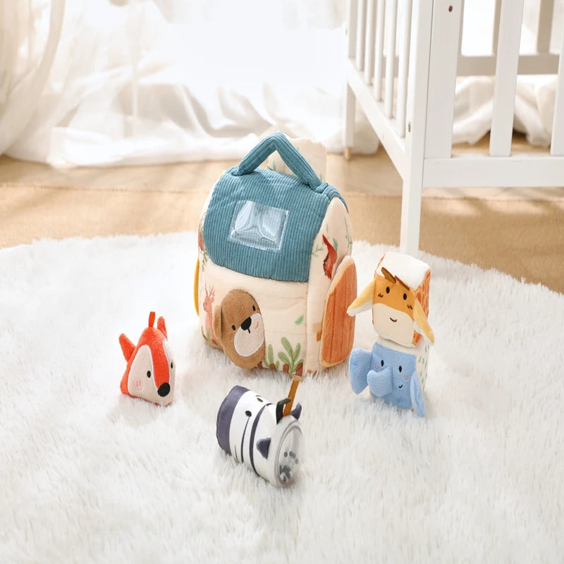 Plush Animal Montessori Simulation Farm House Set Baby Toys Sensory Fine Motor Development Educational Play For Kid House