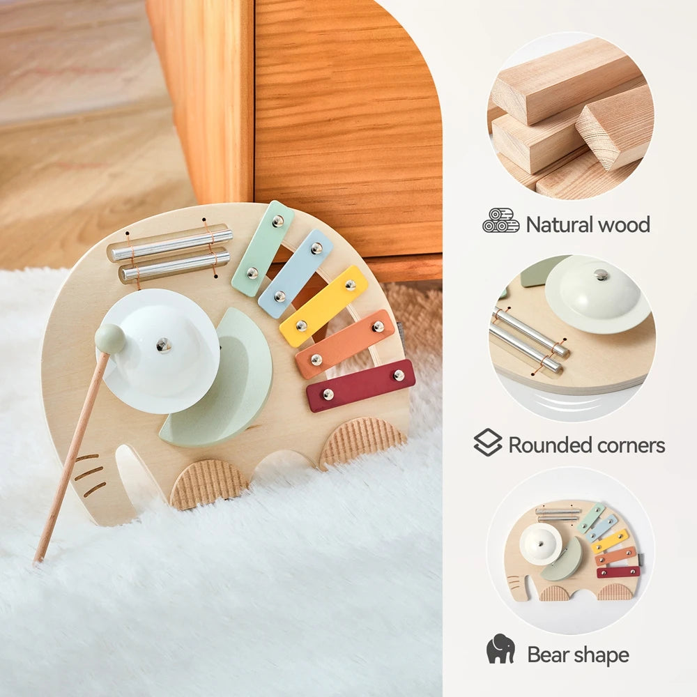 Baby Wooden Instruments Toys Educational Toys Children's Musical Toys Elephant Xylophone Newborn Birthday Gifts Music Table Toys