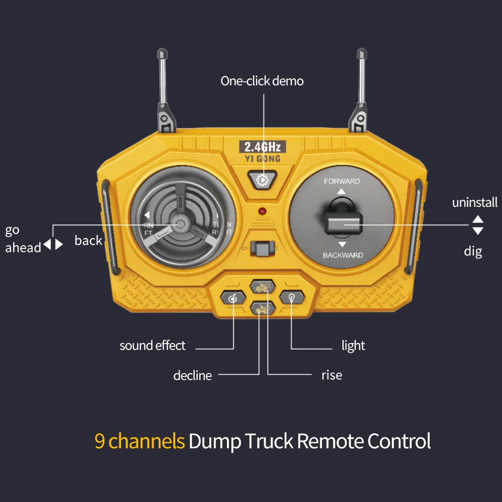 Excavator RC Car Toys Remote Control Car Toys For Boys Radio Control Excavator Dump Truck Bulldozer Electric Car Kids Toys Gift
